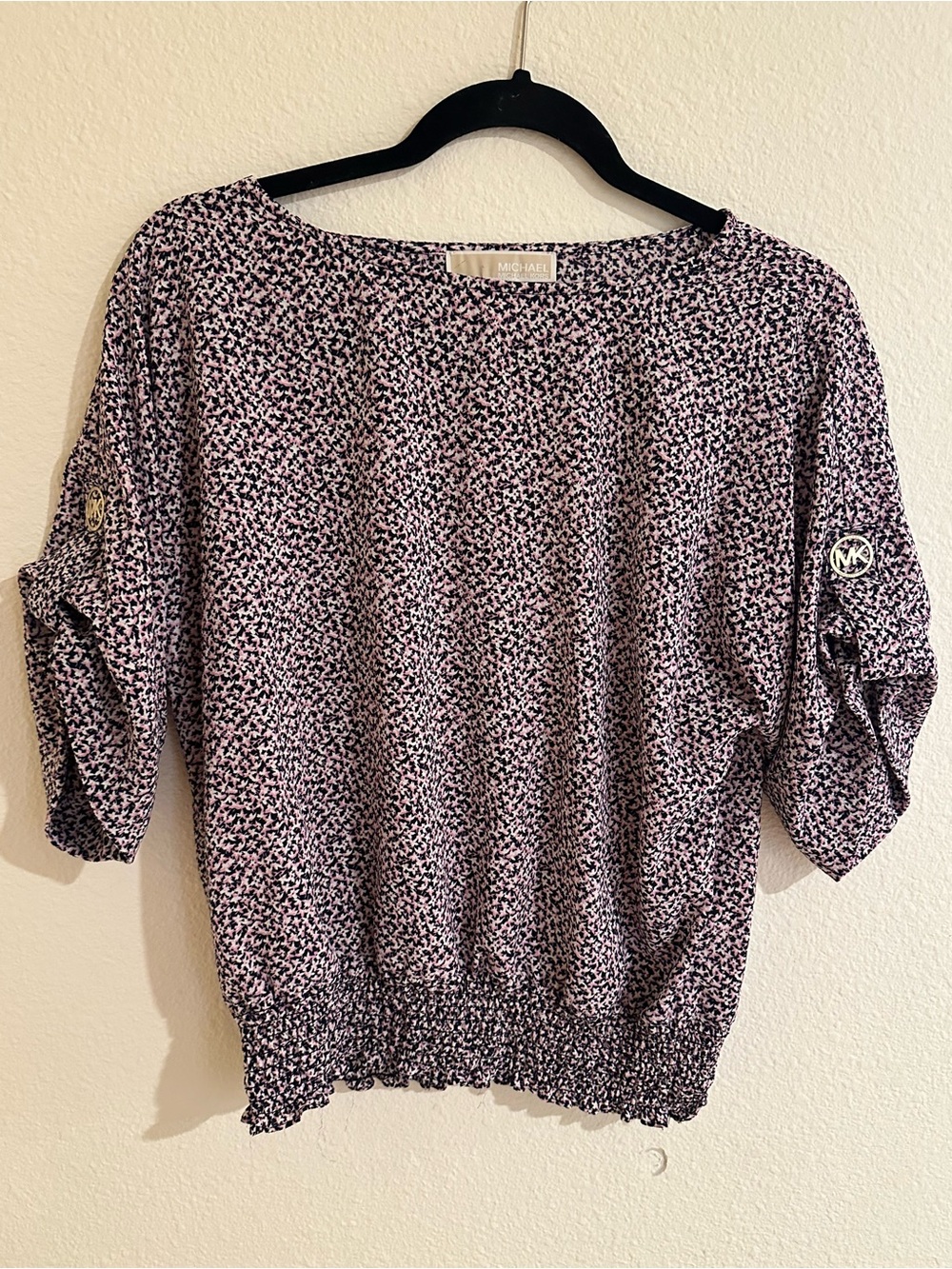 Michael Kors Lavender-Pink Micro Floral Dolman Top